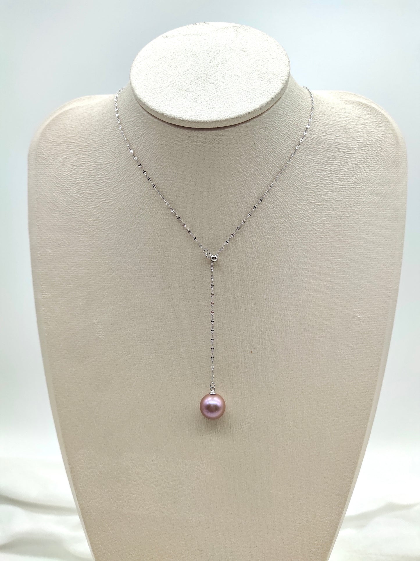 NATURAL ROUND PINK PEARL ADJUSTABLE Y-NECKLACE