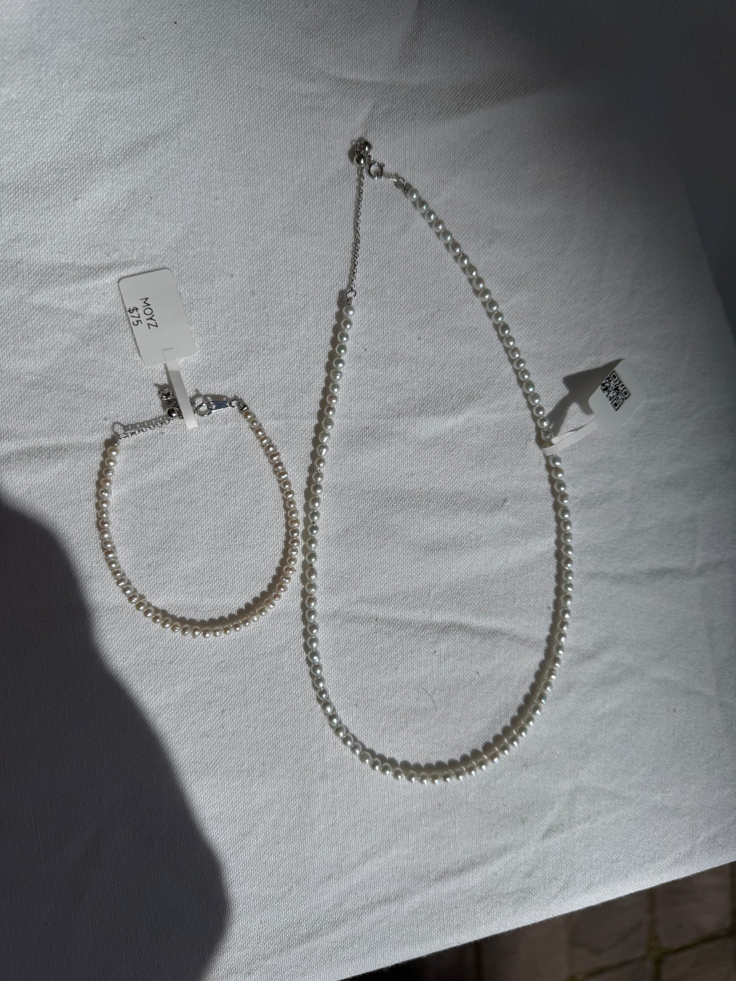 Custom made pearl necklace and bracelet