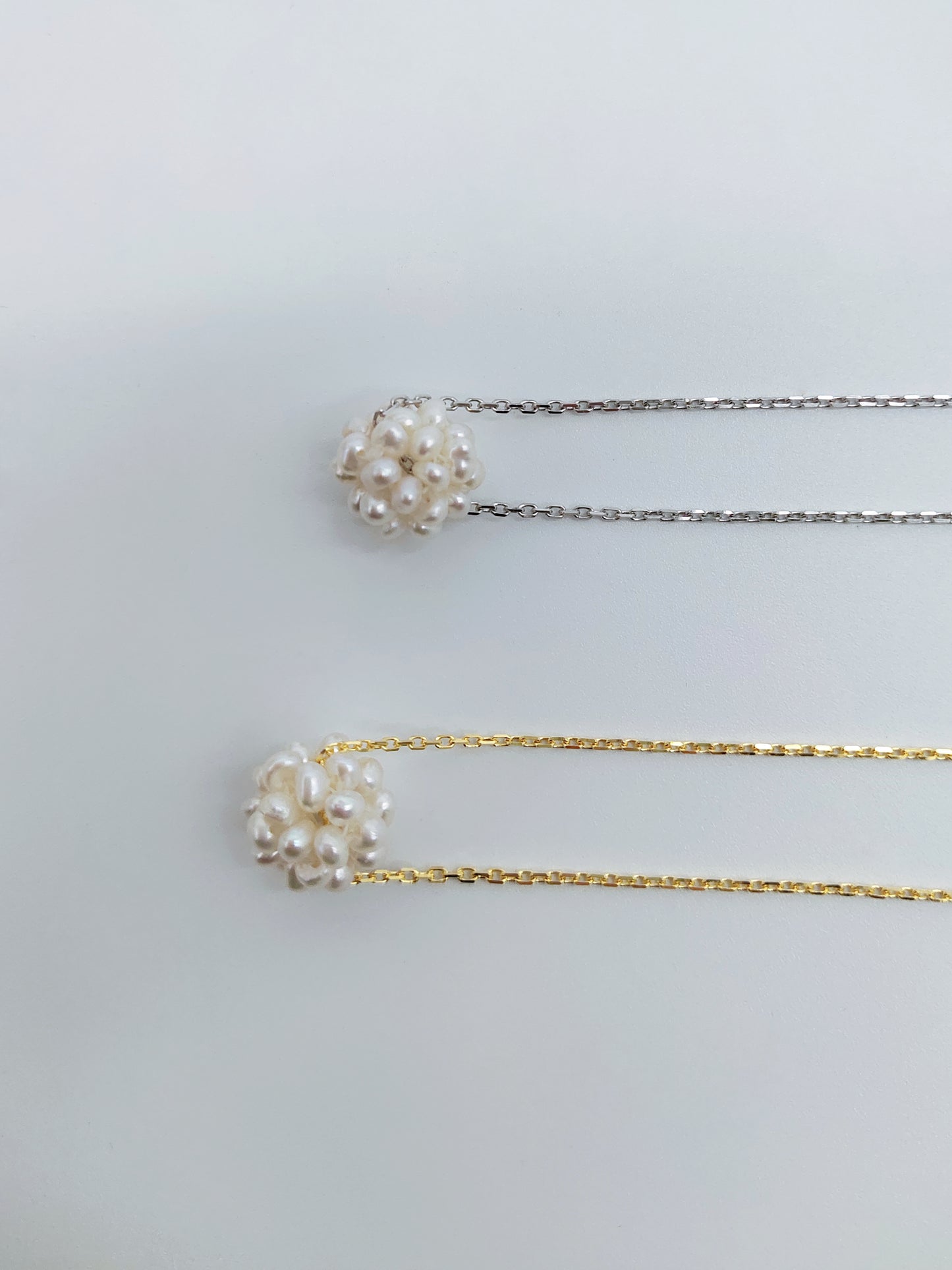 HANDMADE WEAVE WHITE PEARL BALL CLUSTER PENDANT NECKLACE