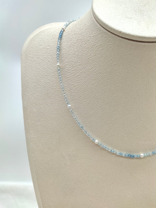 AQUAMARINE  WITH FRESHWATER PEARL NECKLACE