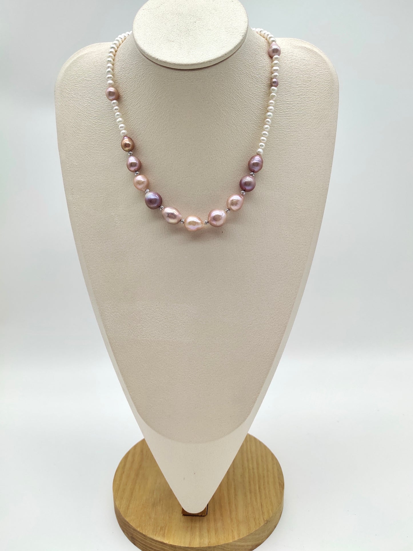 IRIDESCENT FRESHWATER PINK PEARL NECKLACE