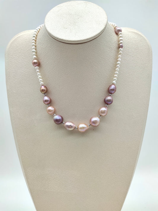 IRIDESCENT FRESHWATER PINK PEARL NECKLACE