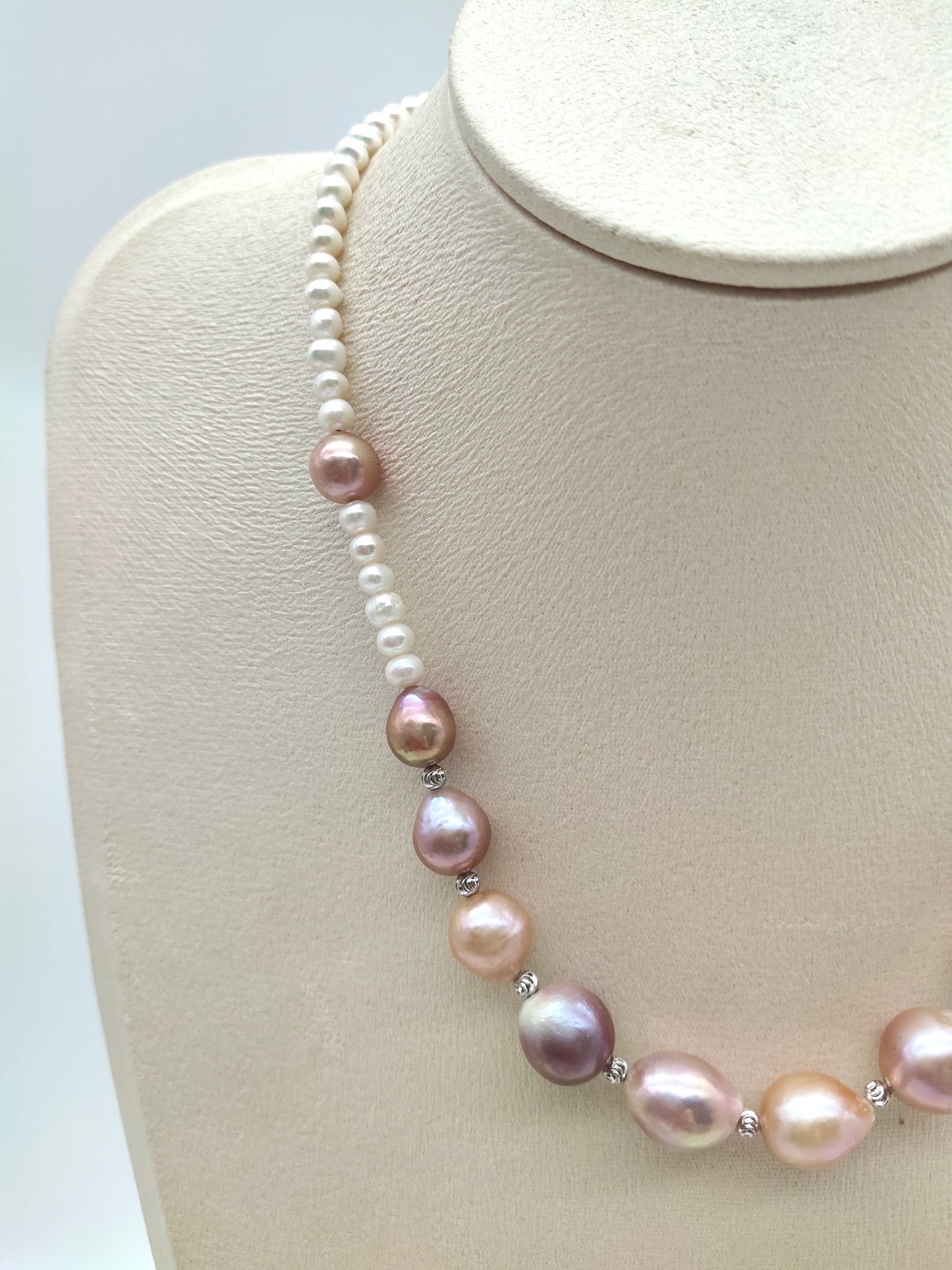IRIDESCENT FRESHWATER PINK PEARL NECKLACE