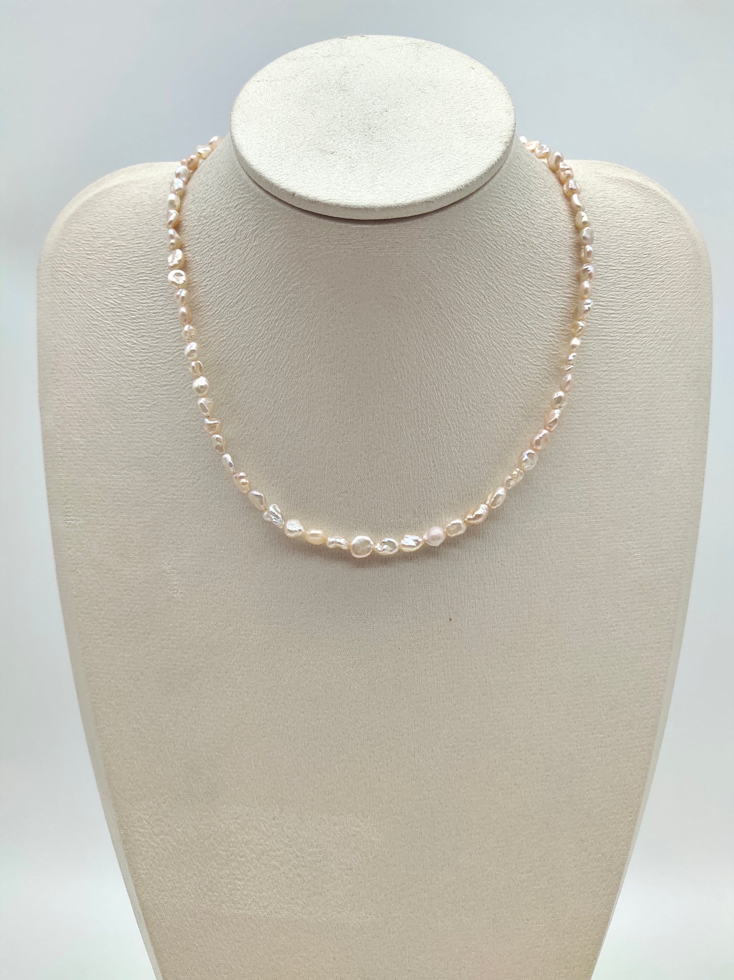 TINY IRIDESCENT FRESHWATER KESHI PEARL NECKLACE