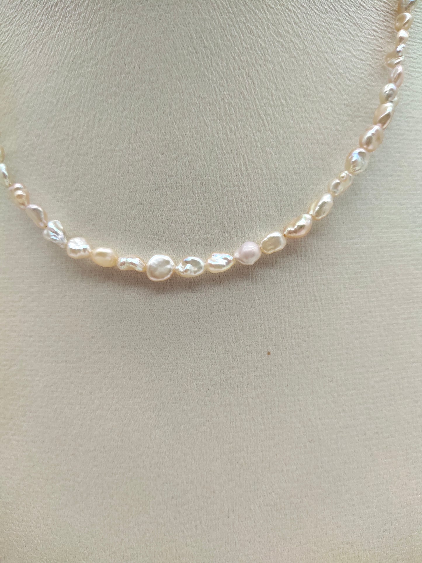 TINY IRIDESCENT FRESHWATER KESHI PEARL NECKLACE