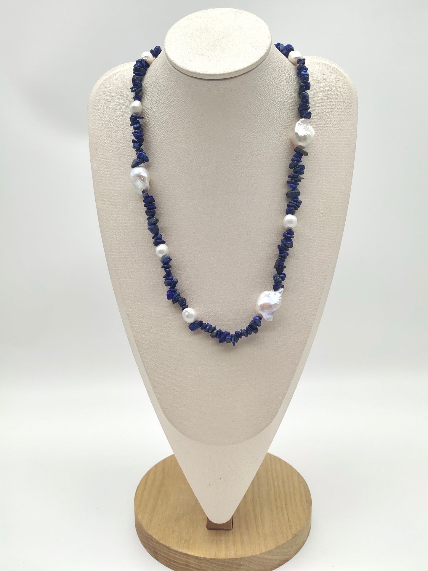 NATURAL LAPIS LAZULI WITH FRESHWATER PEARL NECKLACE