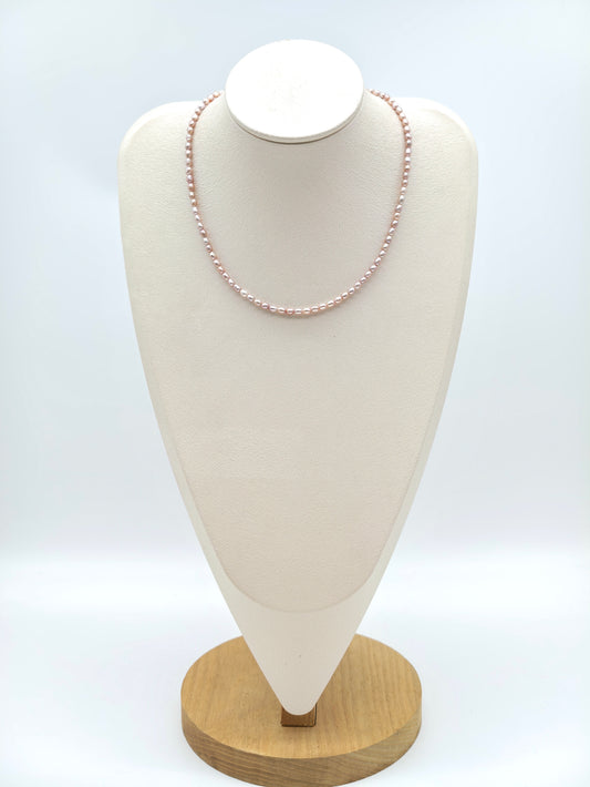 PEACH COLOUR BABY RICE PEARL NECKLACE