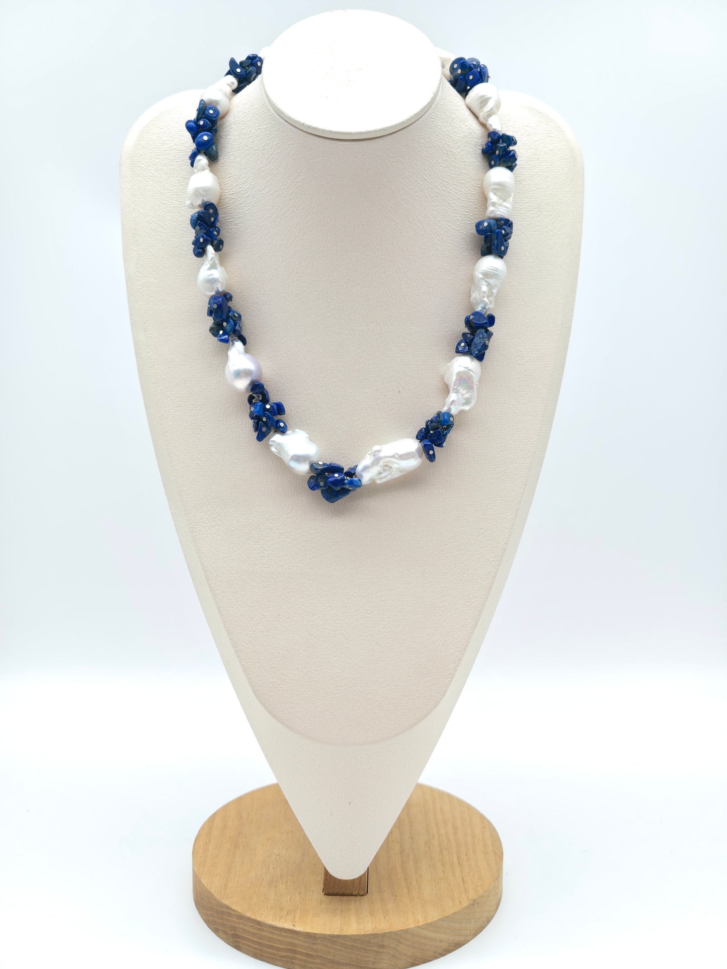 LARGE BAROQUE PEARL & LAPIS LAZULI NECKLACE