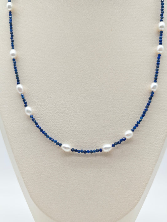 NATURAL LAPIS LAZULI WITH FRESHWATER PEARL NECKLACE