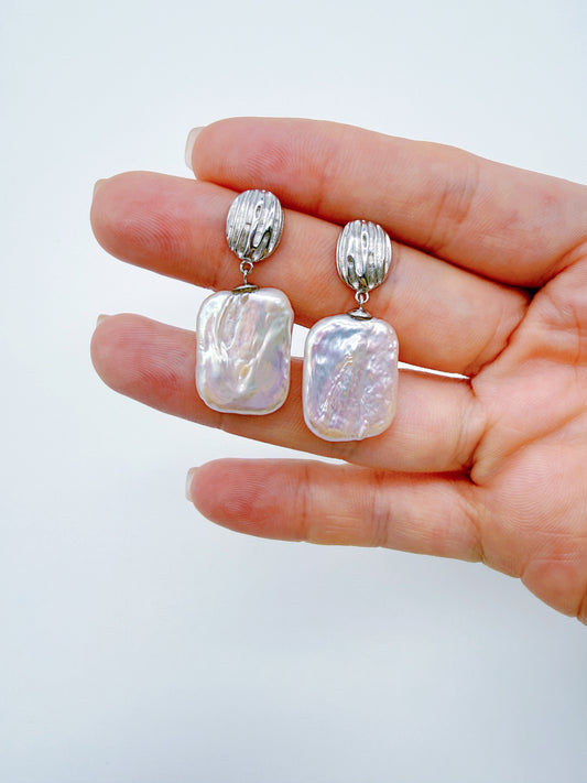 RECTANGLE PEARL EARRINGS