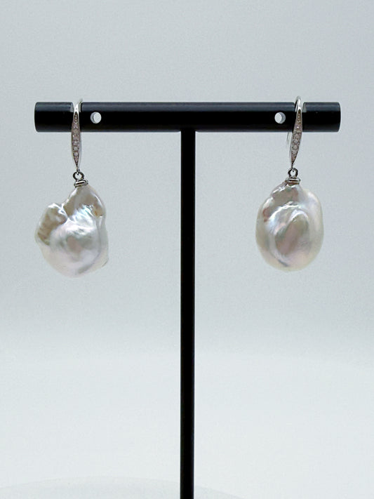CLASSIC WHITE BAROQUE PEARL EARRINGS
