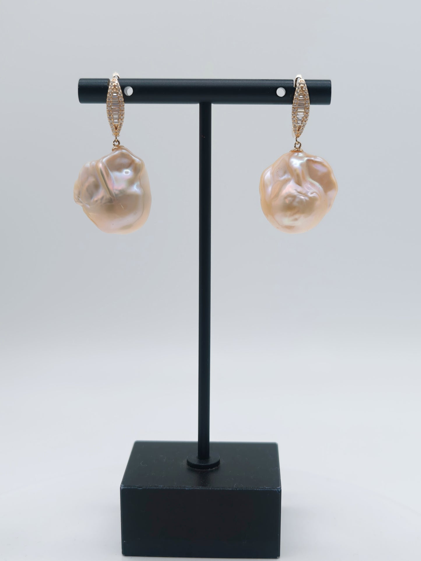 NATURAL CHAMPAGNE COLOUR BAROQUE PEARL EARRINGS