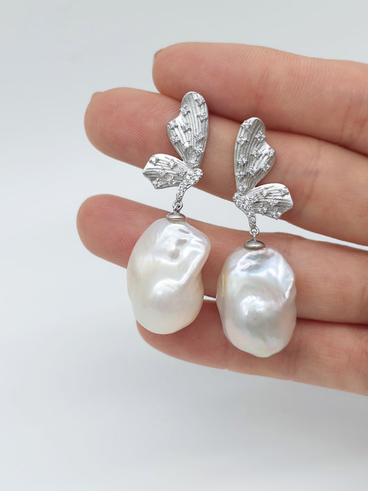 LARGE BAROQUE PEARL EARRINGS