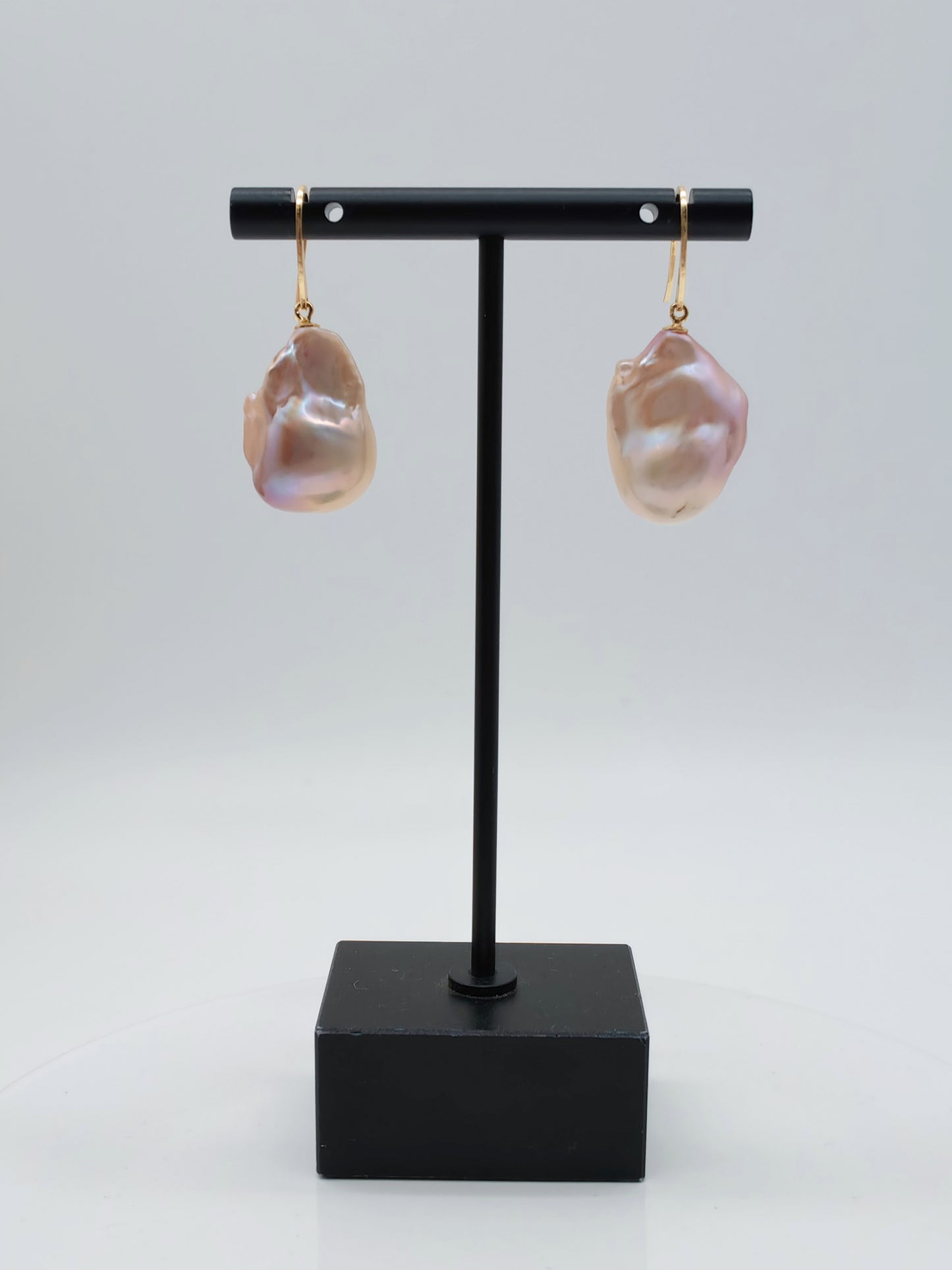 NATURAL PINK LARGE BAROQUE PEARL EARRINGS