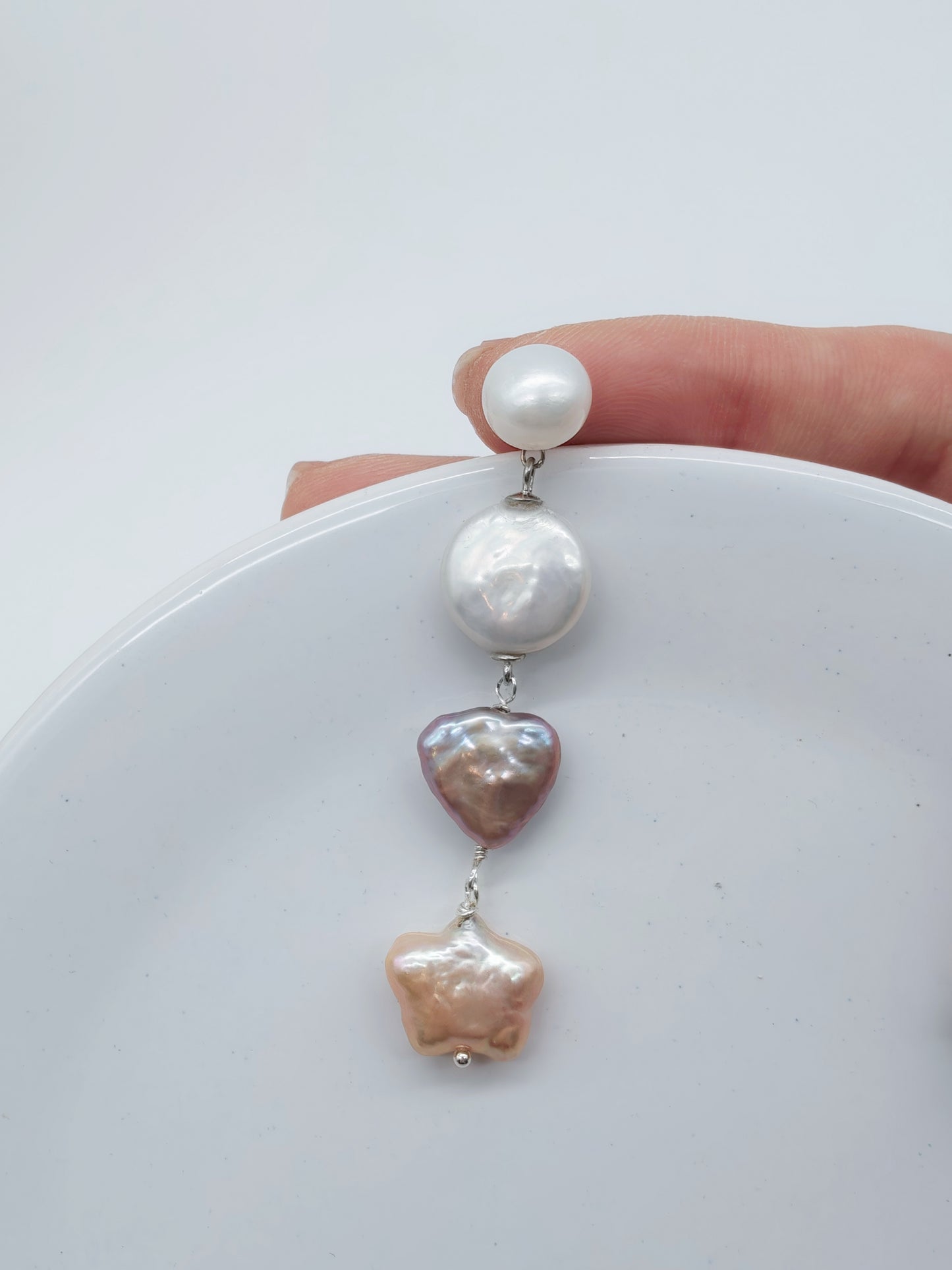 COLOURFUL STAR & HEART PEARL EARRINGS - SINGLE