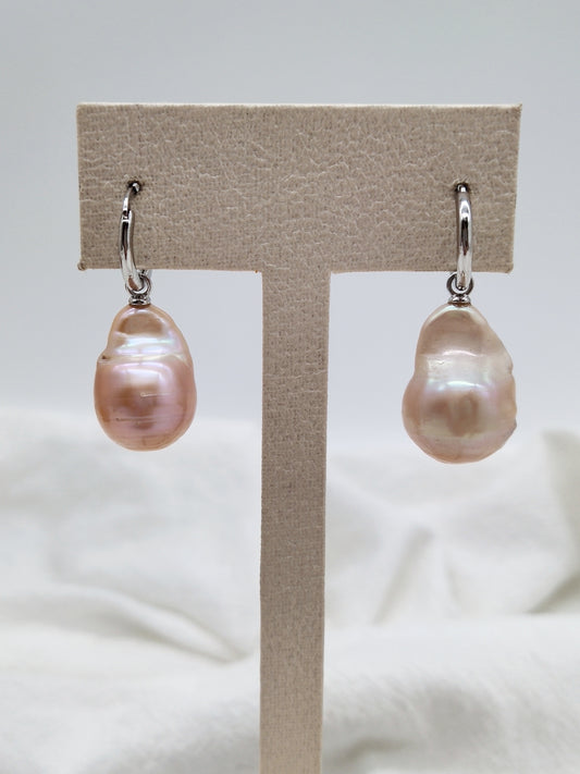 PEACH COLOUR BAROQUE PEARL EARRINGS - SPECIAL OFFER
