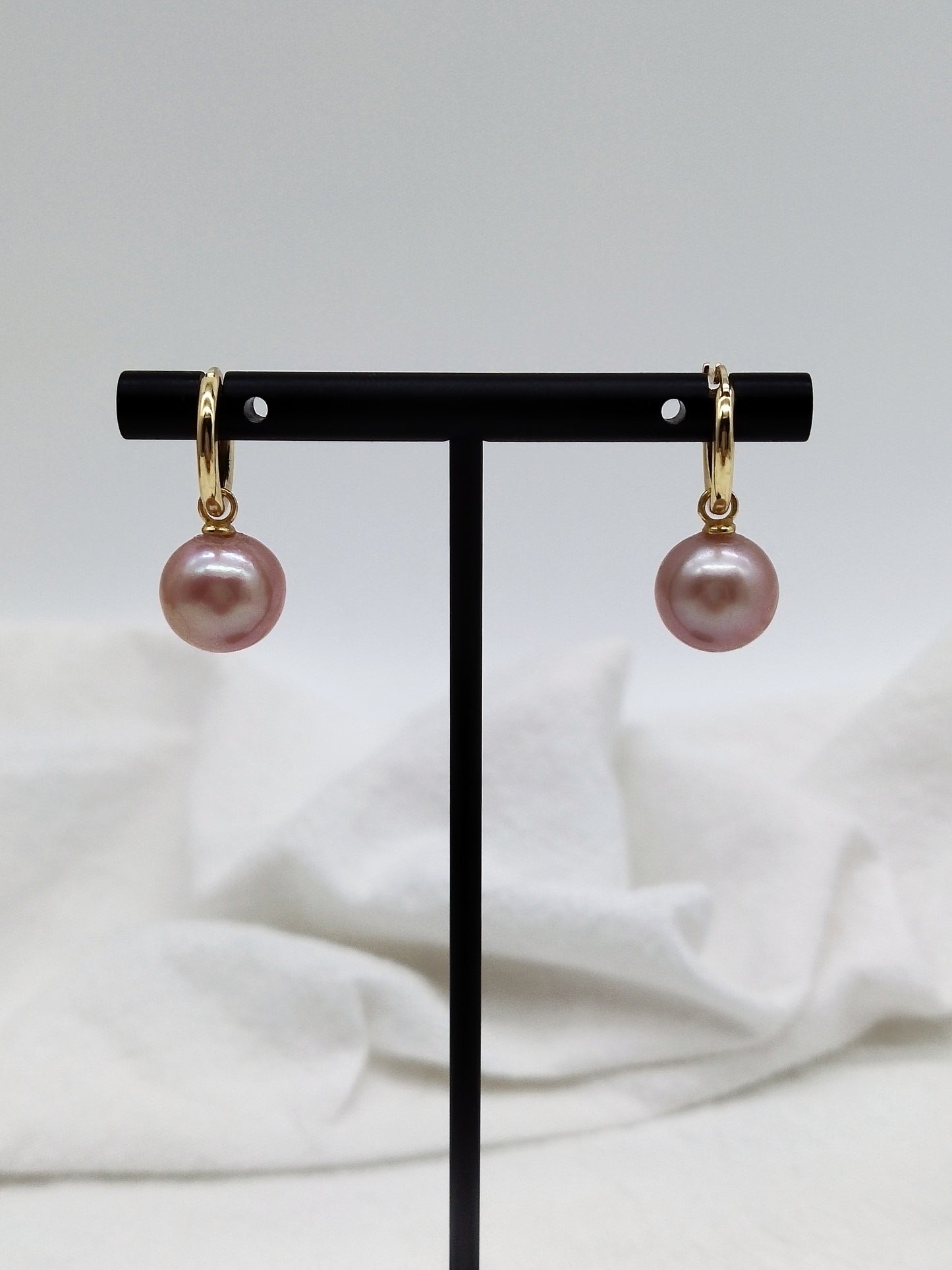 CUSTOM MADE PINK PEARL AND WHITE PEARL DROP EARRINGS