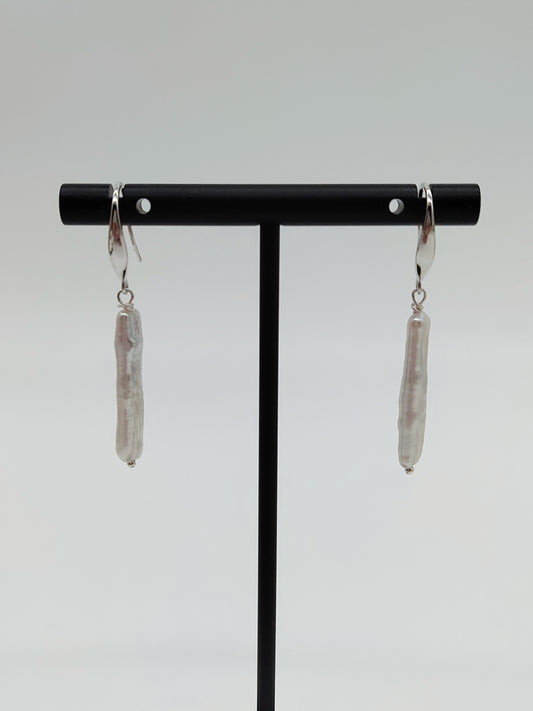 CUSTOM MADE  WHITE LONG PEARL EARRINGS