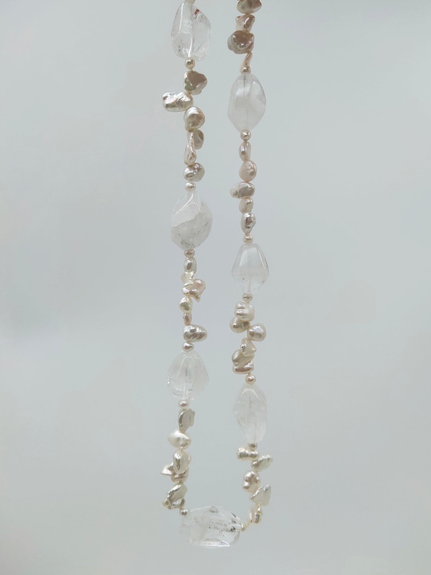 KESHI PEARL WITH WHITE CRYSTAL QUARTZ NECKLACE