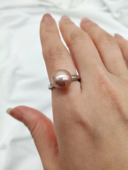 CLASSIC NATURAL PEACH COLOUR PEARL RING