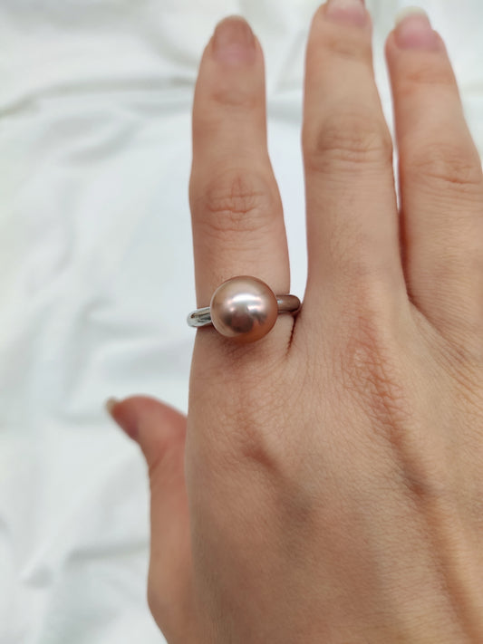 CLASSIC NATURAL PEACH COLOUR PEARL RING