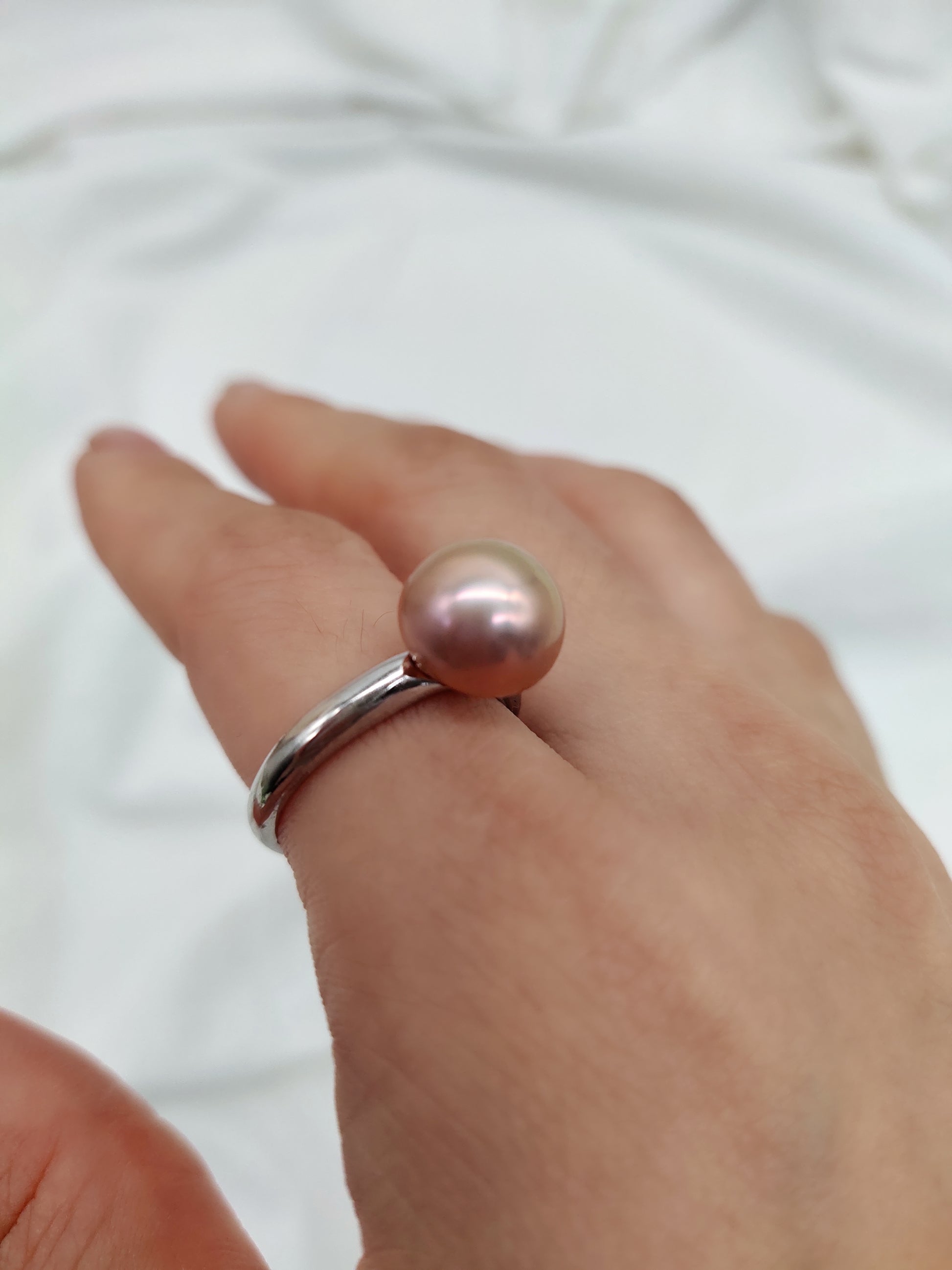 CLASSIC NATURAL PEACH COLOUR PEARL RING