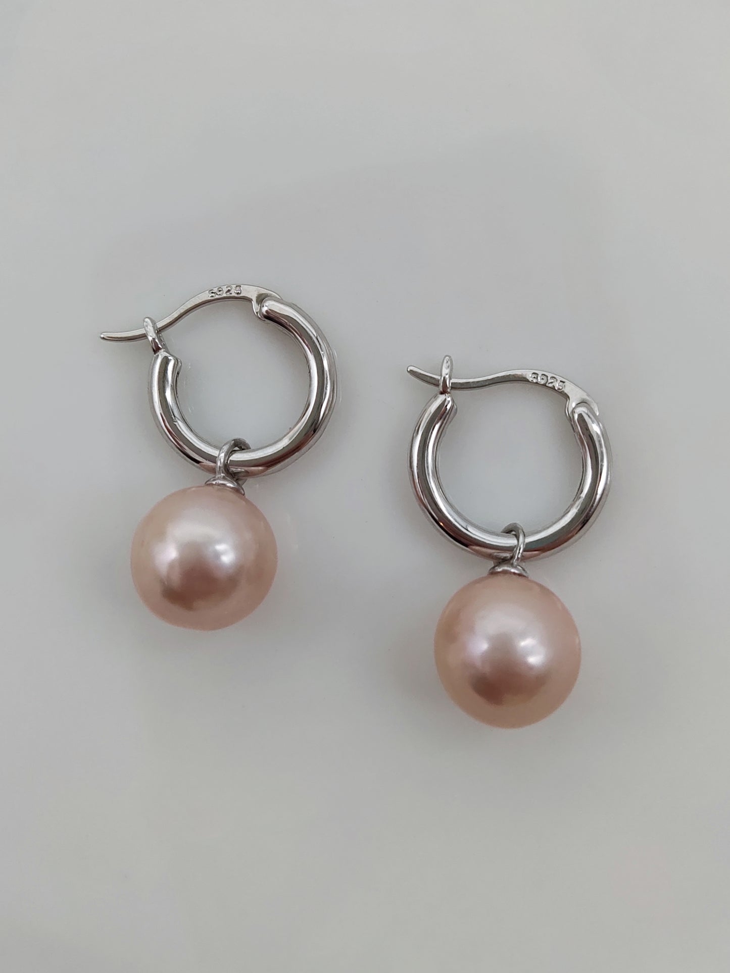 CUSTOM MADE PINK PEARL AND WHITE PEARL DROP EARRINGS