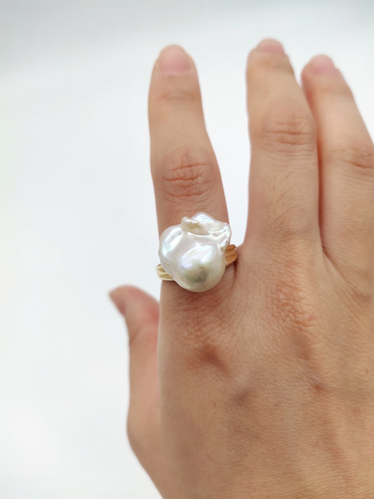 LARGE BAROQUE PEARL RING