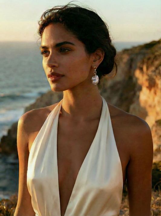 LARGE WHITE BAROQUE PEARL EARRINGS