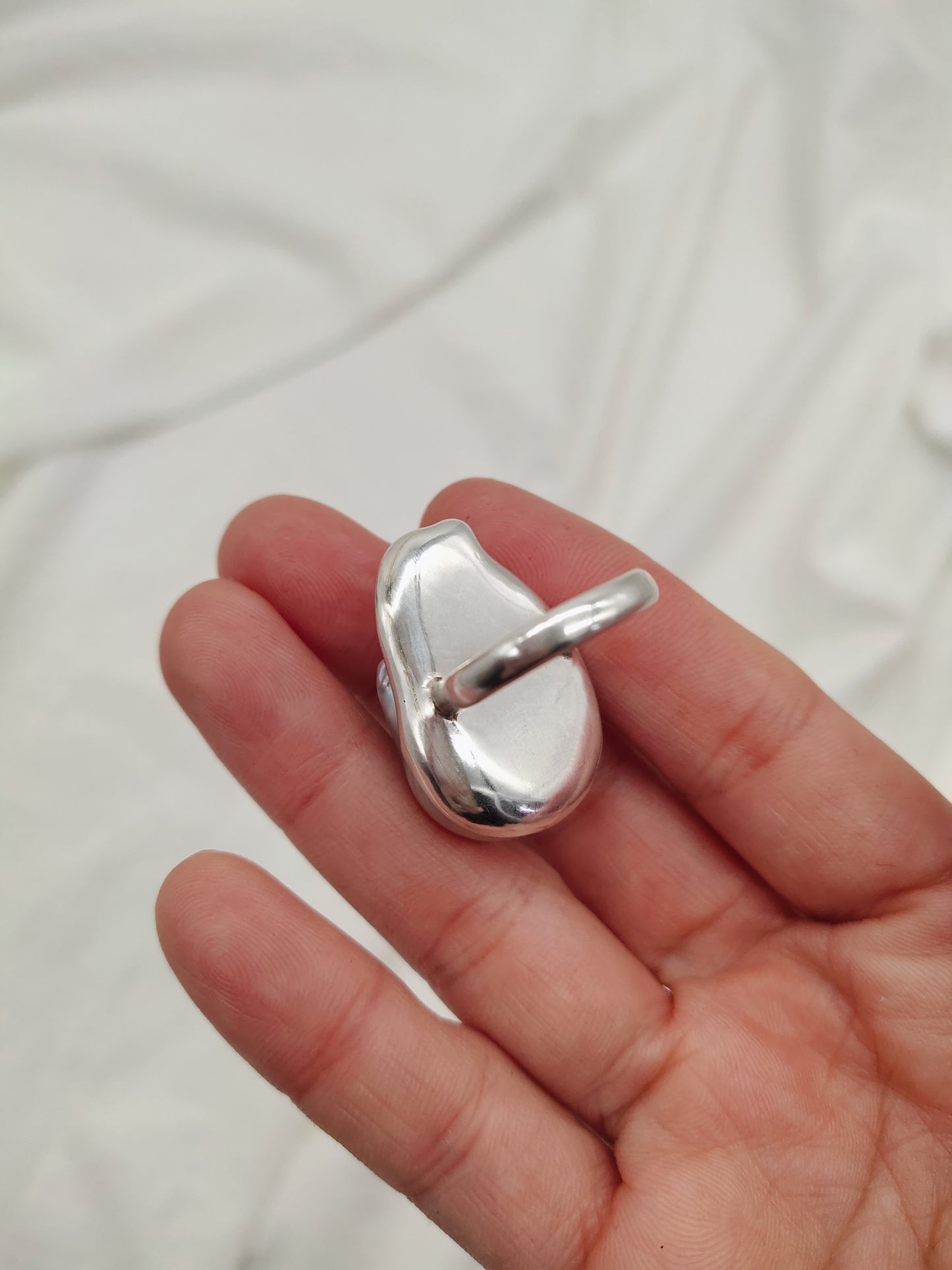 PURE SILVER LARGE BAROQUE PEARL RING