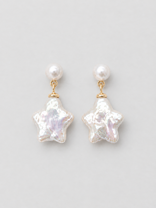 WHITE STAR PEARL EARRINGS