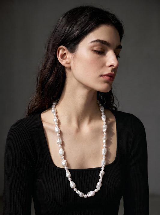 LARGE BAROQUE PEARL NECKLACE - 60cm