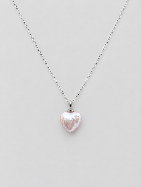 PINK COLOUR LOVE HEART PEARL PENDANT