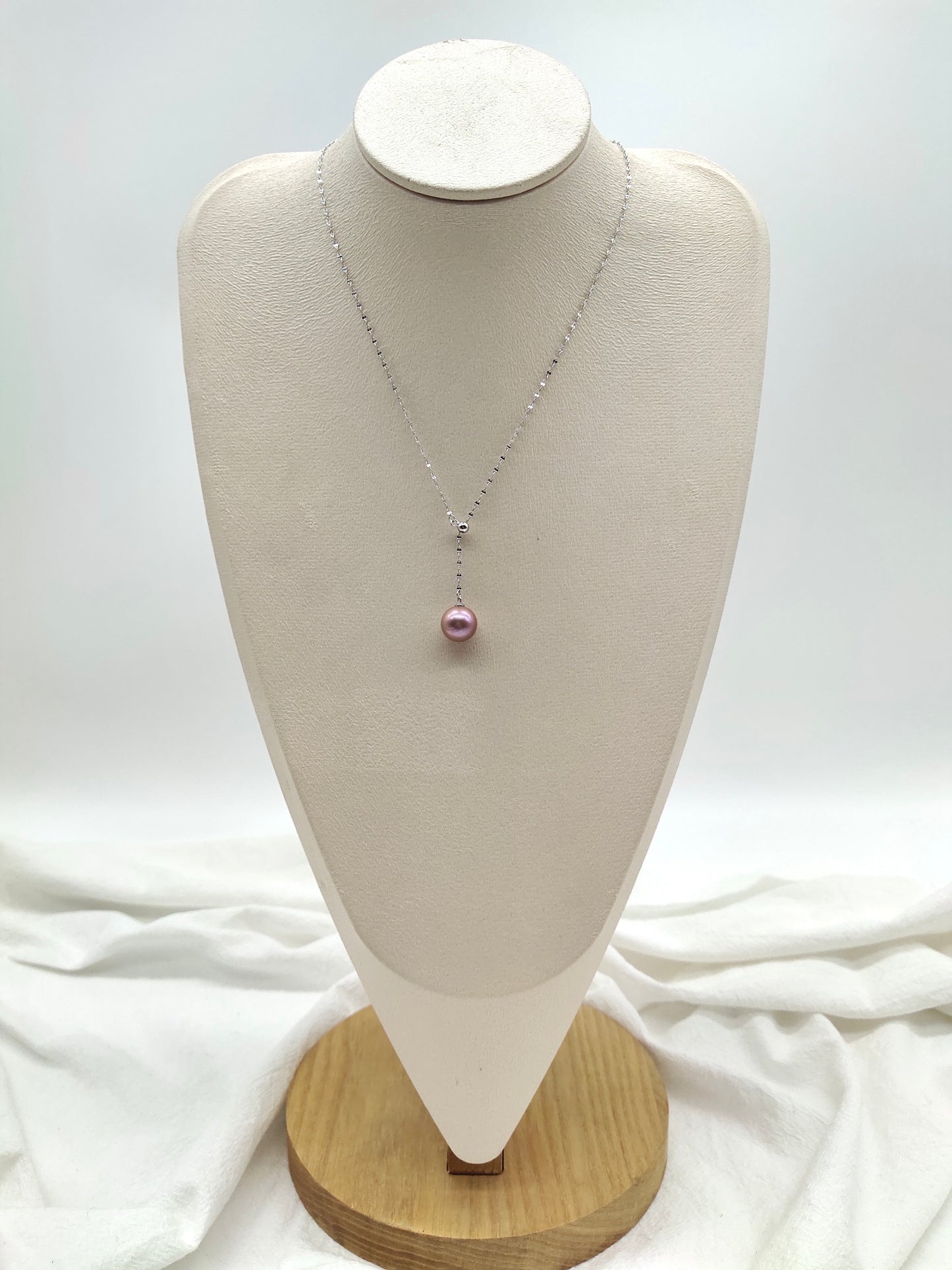 NATURAL ROUND PINK  PEARL ADJUSTABLE Y-NECKLACE