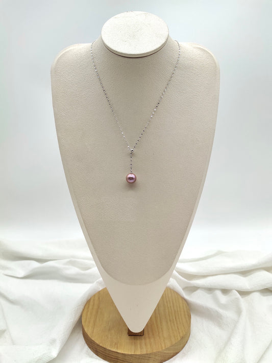 NATURAL ROUND PINK  PEARL ADJUSTABLE Y-NECKLACE