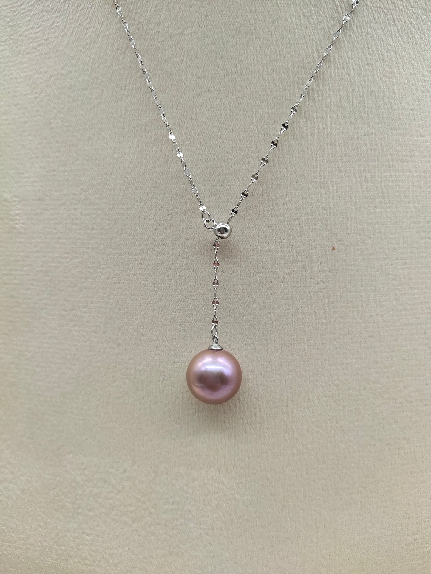 NATURAL ROUND PINK  PEARL ADJUSTABLE Y-NECKLACE