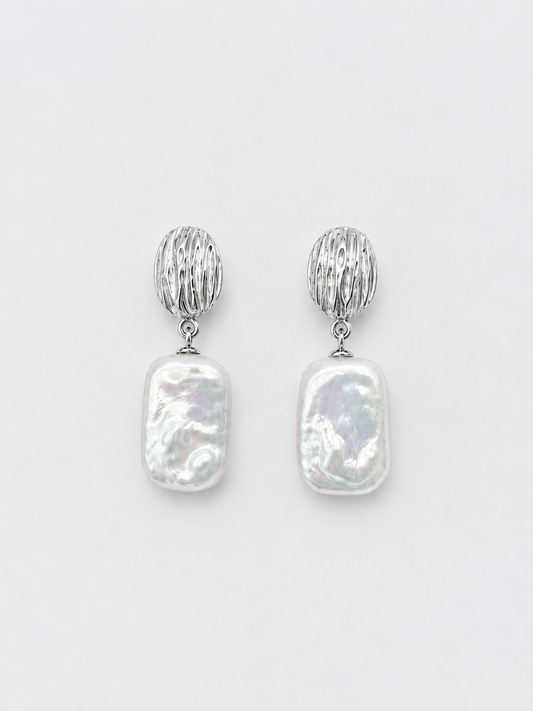 RECTANGLE PEARL EARRINGS