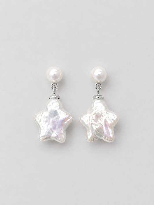WHITE STAR PEARL EARRINGS