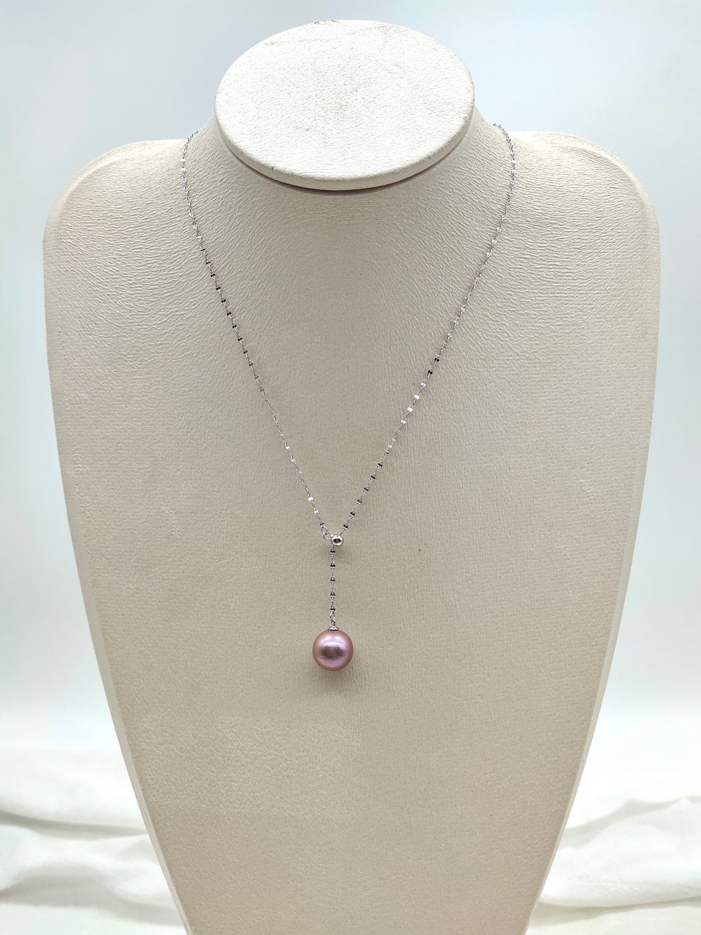 NATURAL ROUND PINK  PEARL ADJUSTABLE Y-NECKLACE