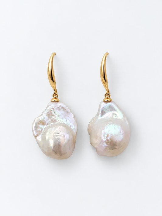 CLASSIC WHITE BAROQUE PEARL EARRINGS