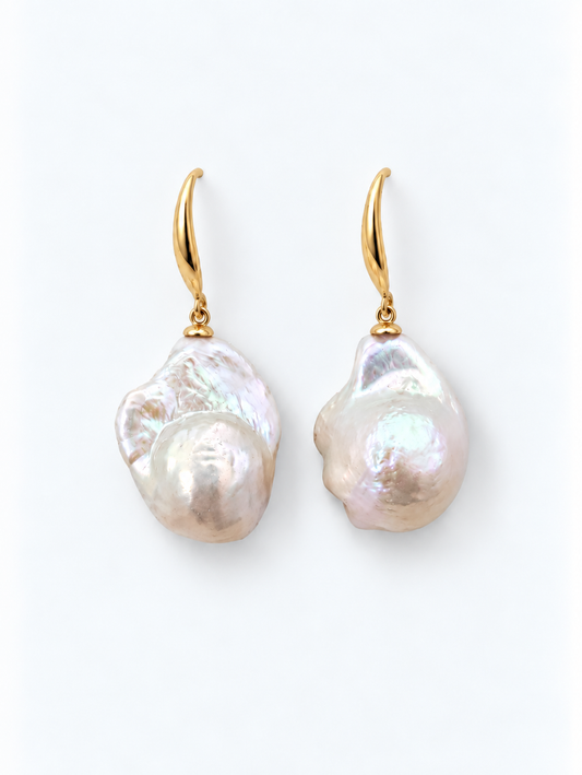 CLASSIC WHITE BAROQUE PEARL EARRINGS