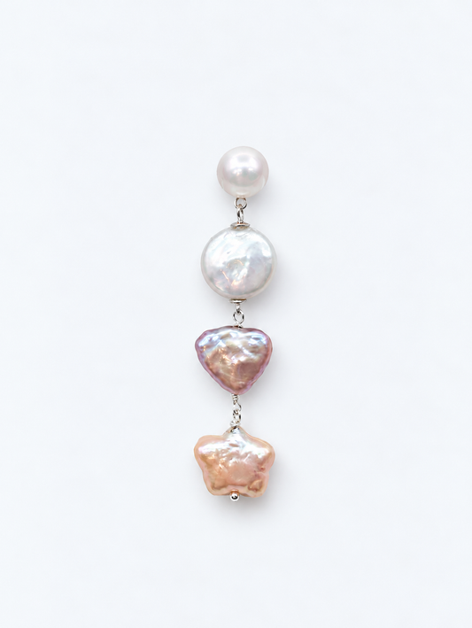 COLOURFUL STAR & HEART PEARL EARRINGS - SINGLE