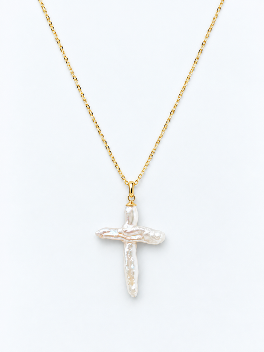 CROSS PEARL NECKLACE
