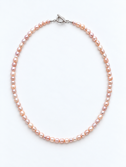 PEACH COLOUR BABY RICE PEARL NECKLACE
