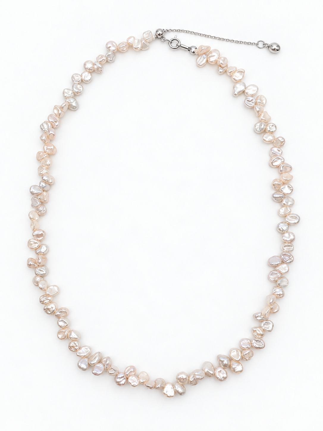 TINY WHITE FRESHWATER KESHI PEARL NECKLACE DESCRIPTION