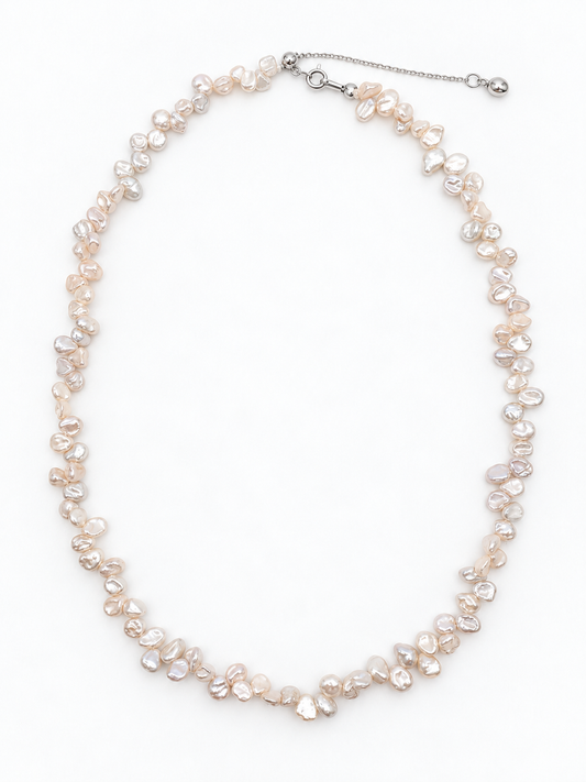 TINY WHITE FRESHWATER KESHI PEARL NECKLACE DESCRIPTION