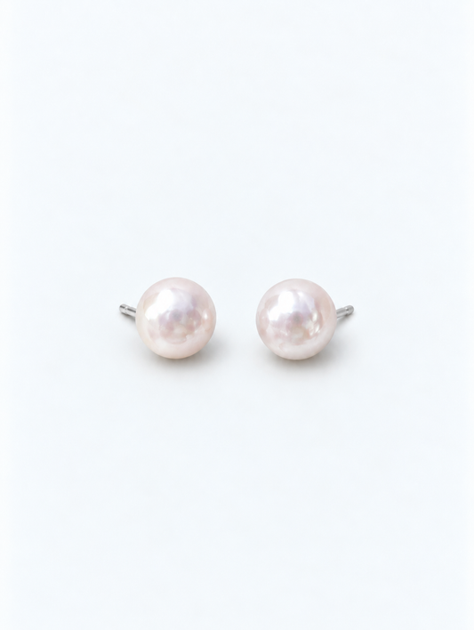 EVERYDAY BUTTON PEARL EARRINGS - LIGHT PINK