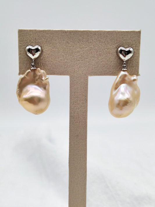 CHAMPAGNE BAROQUE PEARL EARRINGS