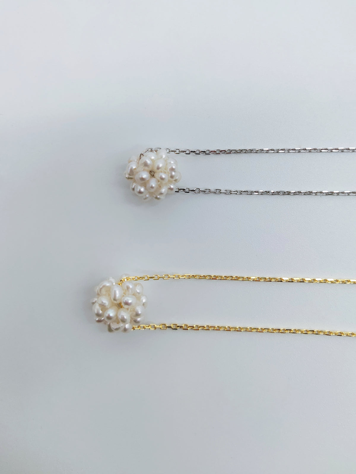 HANDMADE WEAVE WHITE PEARL BALL CLUSTER PENDANT  NECKLACE
