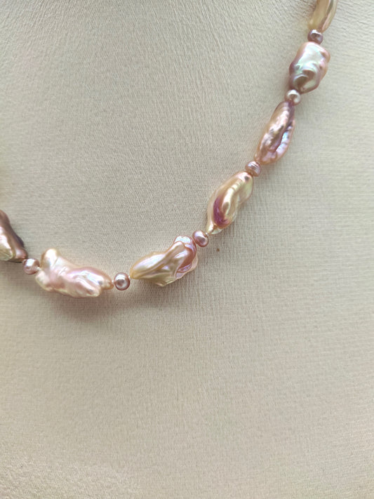 IRIDESCENT FRESHWATER KESHI PEARL NECKLACE